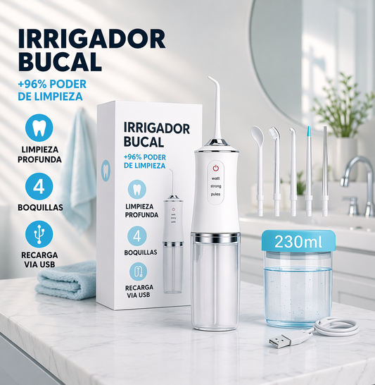 Irrigador Bucal Profesional | Elimina el mal aliento y limpia en profundidad desde el primer uso